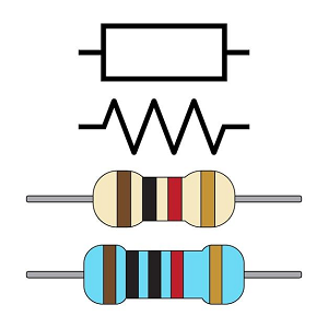 Assorted resistors used in electronics education